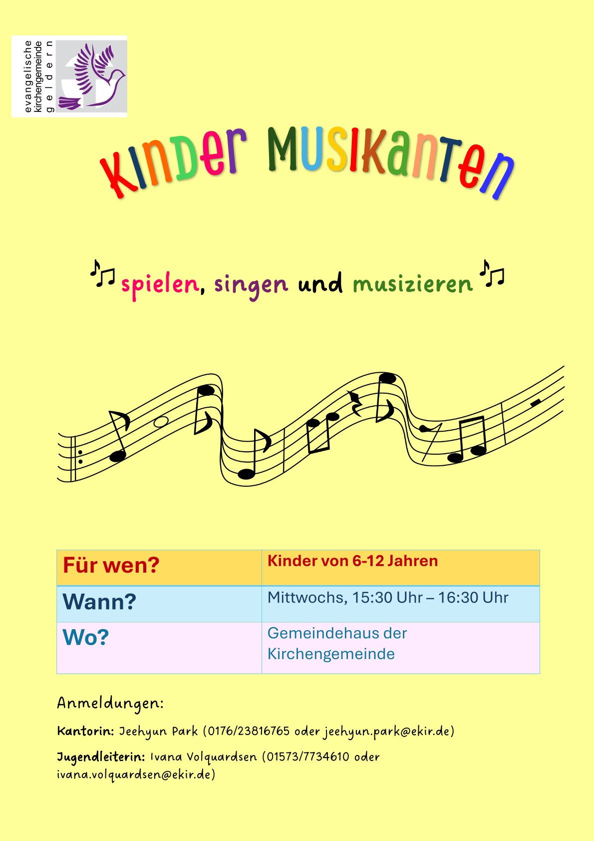 Plakat für die Gruppe "Kinder Musikanten"